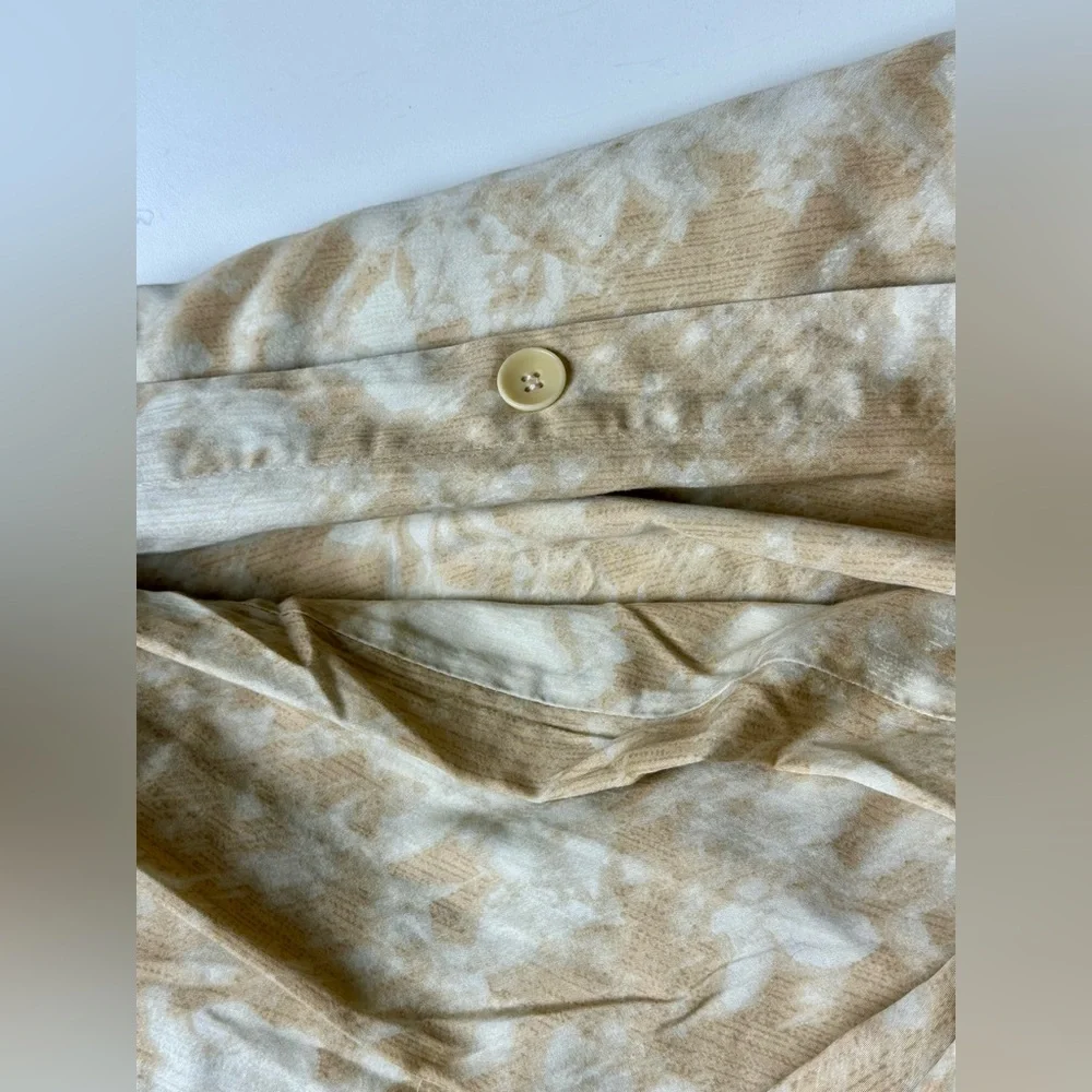 EUC Calvin Klein Duvet Cover, Queen, Satin Cotton, Floral, Peach Orange & Graige